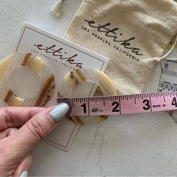 Ettika x Revolve Clear & Natural Round Flat Hoop Statement Earrings - Picture 4 of 4